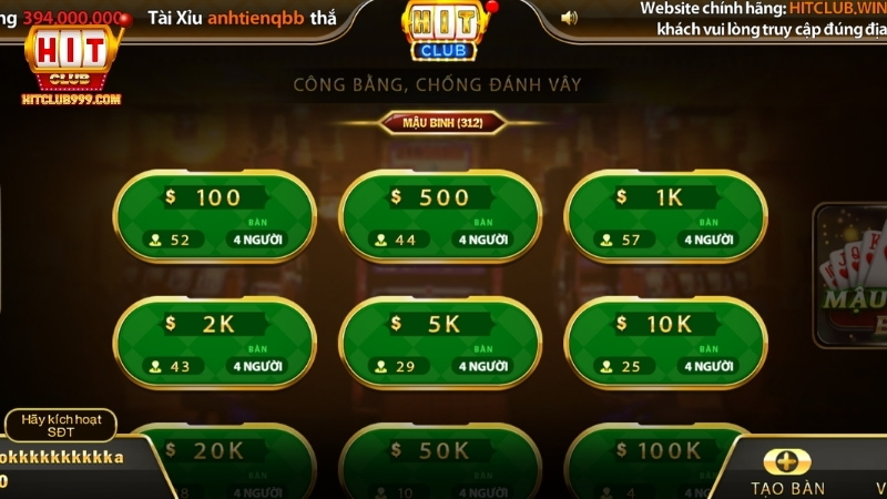 Game bài hitclub mậu binh