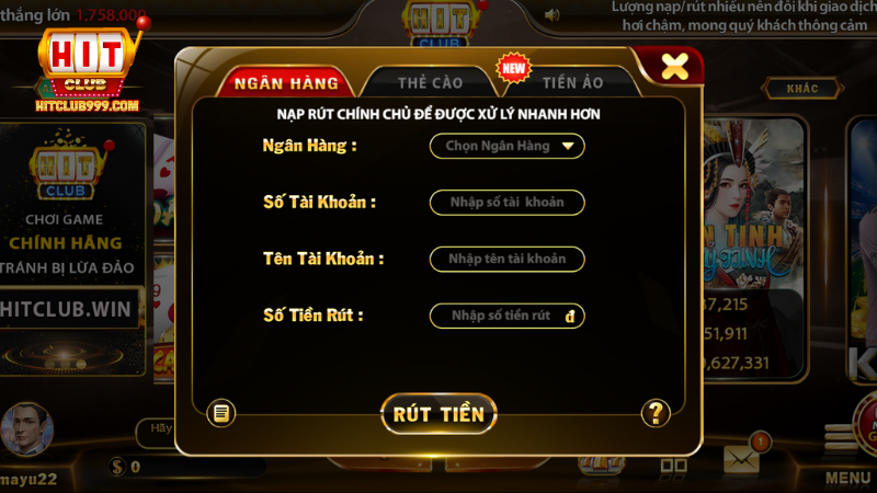 Chế độ rút tiền thần tốc tại Hitclub