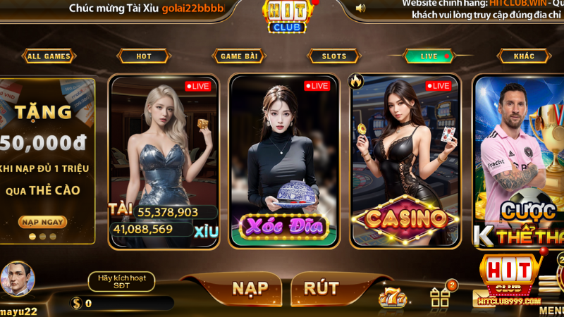 Sảnh game live casino hitclub