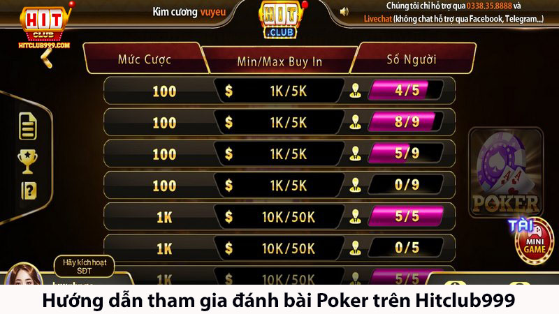 5 bước tham gia game Poker trên cổng game Hitclub